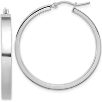 14K White Gold Polished Hoop Earrings - 35mm Diameter by 0
