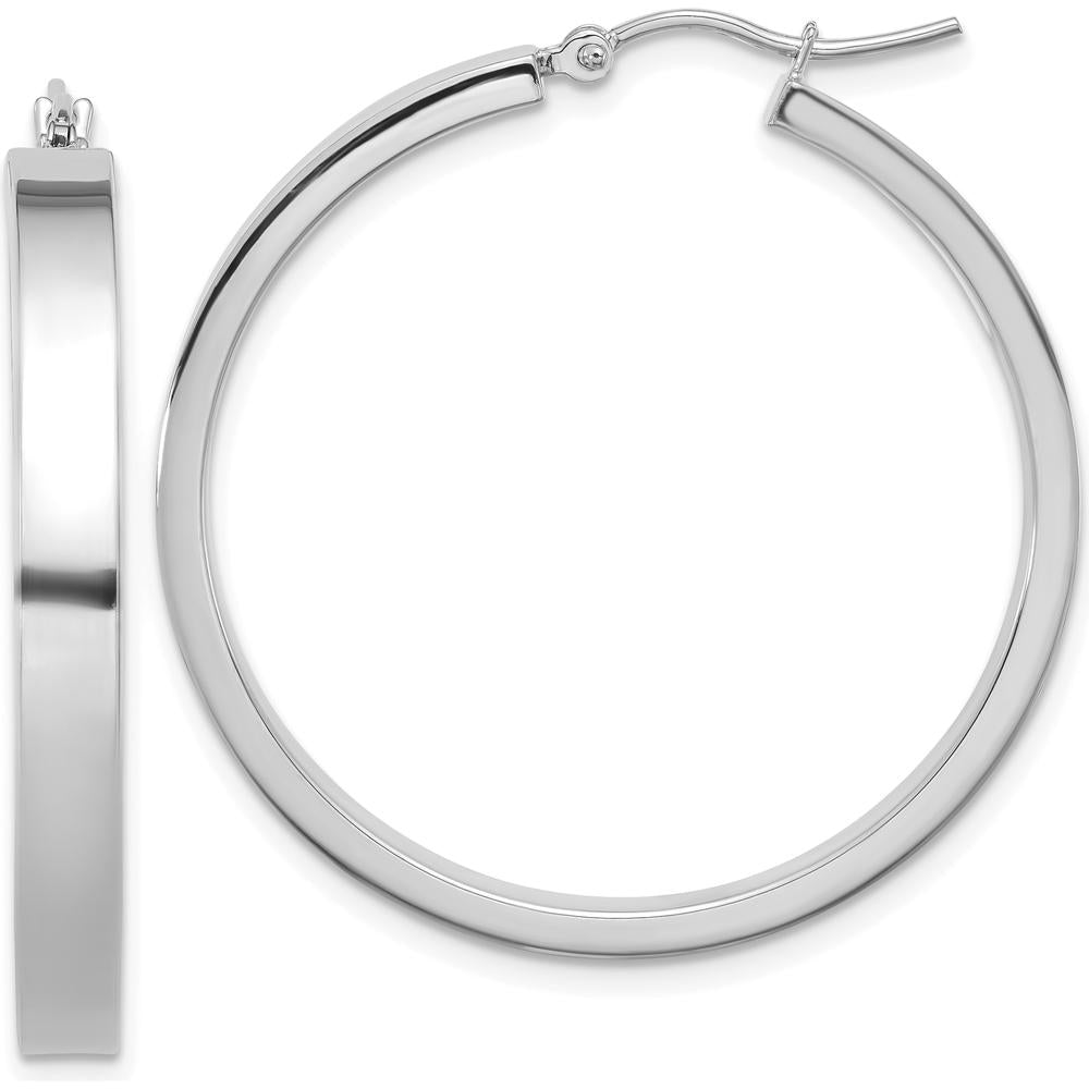 14K White Gold Polished Hoop Earrings - 35mm Diameter by 0