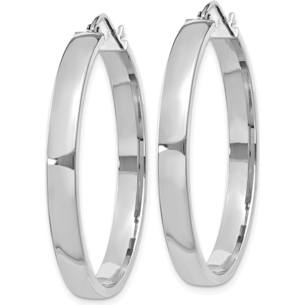 14K White Gold Polished Hoop Earrings - 35mm Diameter by 0