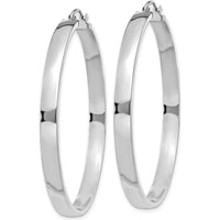 14K White Gold Polished Hoop Earrings - 45mm Length, Rhodium Plating by 0