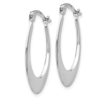 14K White Gold Polished Hoop Earrings with Rhodium Plating - 26mm Length by 0