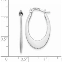 14K White Gold Polished Hoop Earrings with Rhodium Plating - 26mm Length by 0