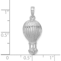 14K White Gold Polished Hot Air Balloon Charm - Whimsical Adventure Pendant by Oro Pregiato