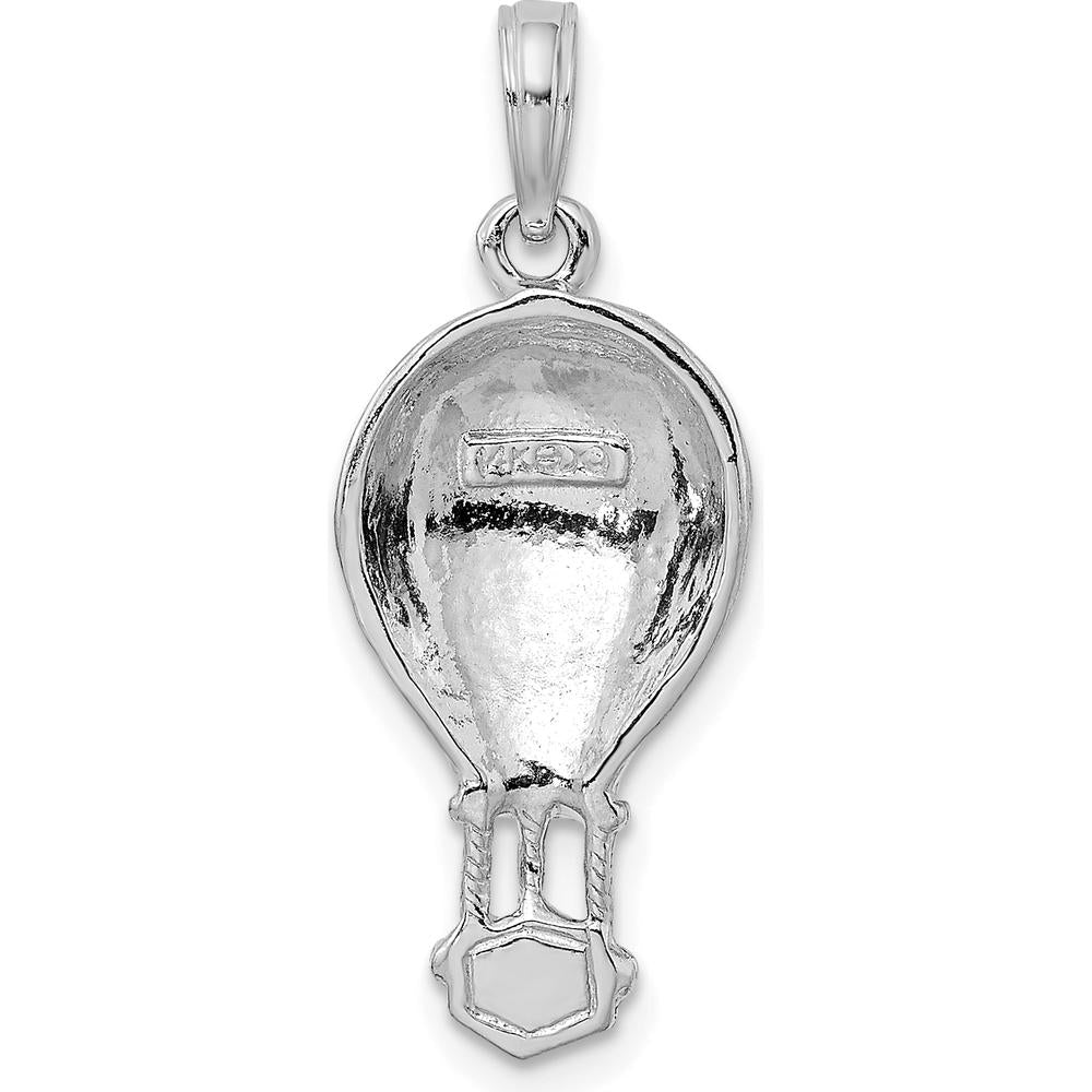 14K White Gold Polished Hot Air Balloon Charm - Whimsical Adventure Pendant by Oro Pregiato