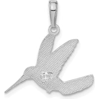 14K White Gold Polished Hummingbird in Flight Pendant - 16.5mm Length, 21mm Width by Oro Pregiato