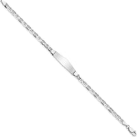 14K White Gold Polished ID Bracelet with Solid Diamond Shape Plate - 8" Length by Oro Pregiato