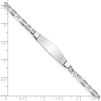 14K White Gold Polished ID Bracelet with Solid Diamond Shape Plate - 8" Length by Oro Pregiato