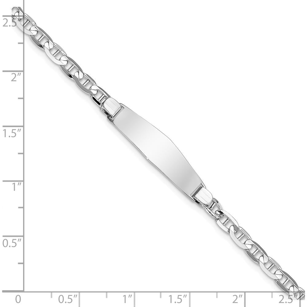 14K White Gold Polished ID Bracelet with Solid Diamond Shape Plate - 8" Length by Oro Pregiato