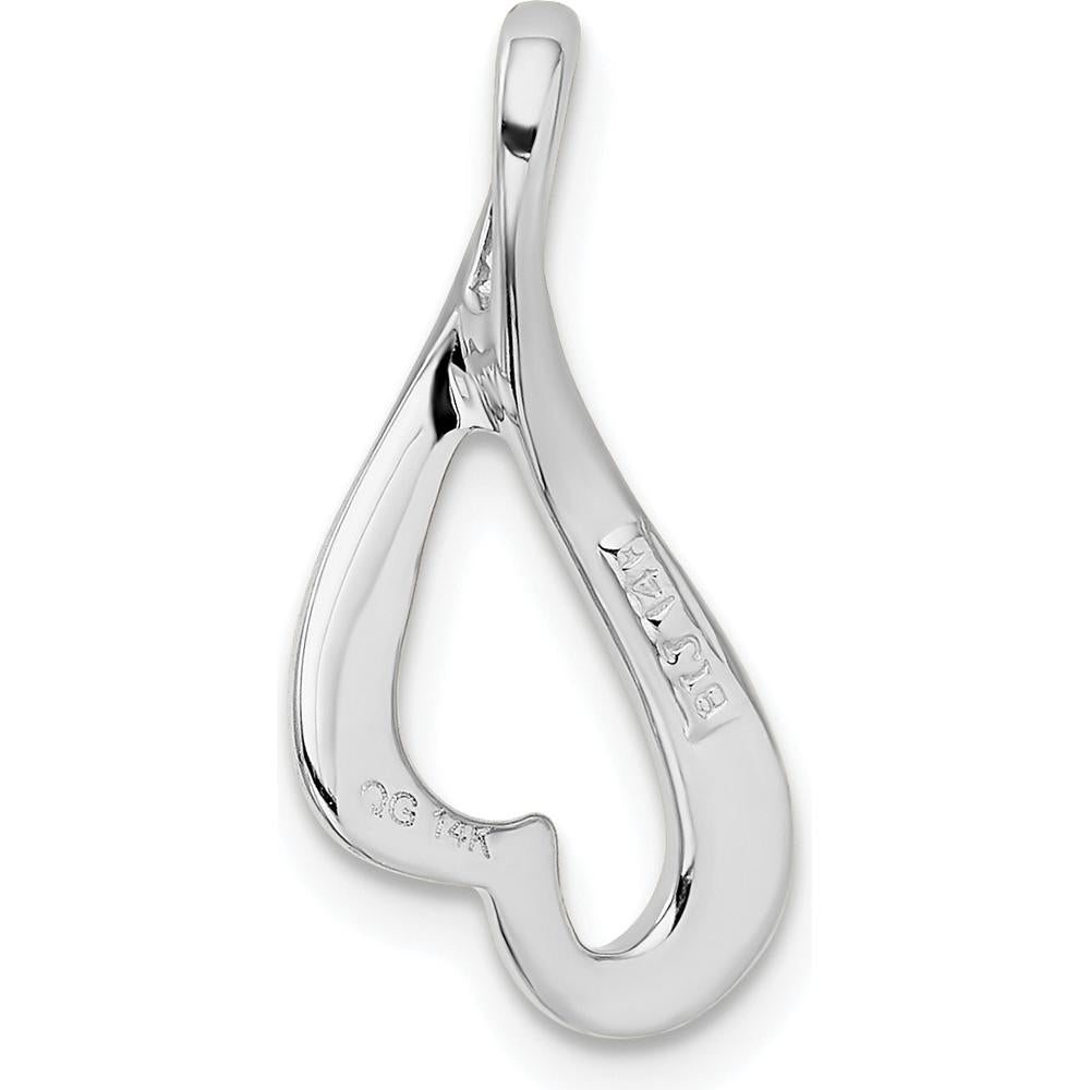 14K White Gold Polished Infinity Heart Slide Pendant Fits Omega Chains by 0