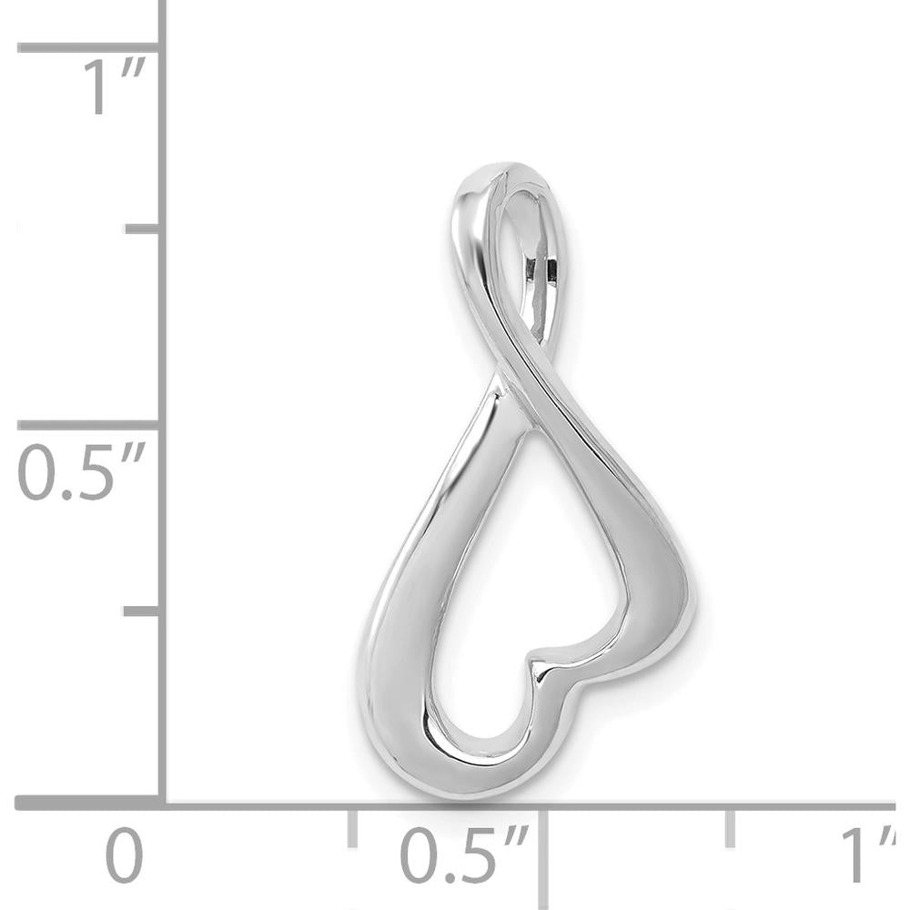 14K White Gold Polished Infinity Heart Slide Pendant Fits Omega Chains by 0