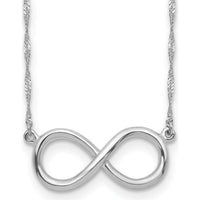 14K White Gold Polished Infinity Symbol 16.75" Necklace with Rhodium Plating by 0