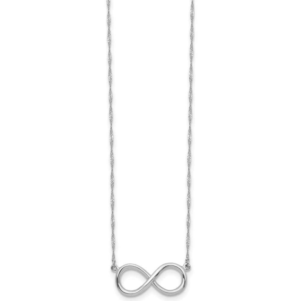 14K White Gold Polished Infinity Symbol 16.75" Necklace with Rhodium Plating by 0