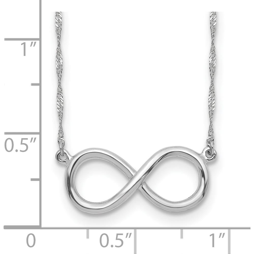14K White Gold Polished Infinity Symbol 16.75" Necklace with Rhodium Plating by 0