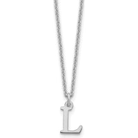 14K White Gold Polished Initial "L" Necklace with Rhodium Plating - Personalized Pendant - 18-inch Cable Chain by Oro Pregiato