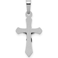 14K White Gold Polished INRI Crucifix Pendant - 24mm Length, Rhodium-Plated Finish by Oro Pregiato