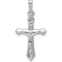 14K White Gold Polished INRI Crucifix Pendant - Faith-Inspired Cross Charm with Rhodium Plating by Oro Pregiato