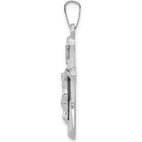 14K White Gold Polished INRI Crucifix Pendant - Faith-Inspired Cross Charm with Rhodium Plating by Oro Pregiato