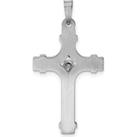 14K White Gold Polished INRI Crucifix Pendant with Brushed and Polished Finish - 32mm Length by Oro Pregiato