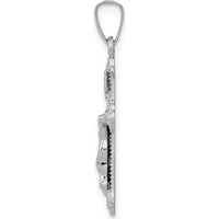 14K White Gold Polished INRI Crucifix Pendant with Textured Finish by Oro Pregiato