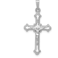 14K White Gold Polished INRI Crucifix Pendant with Textured Finish by Oro Pregiato