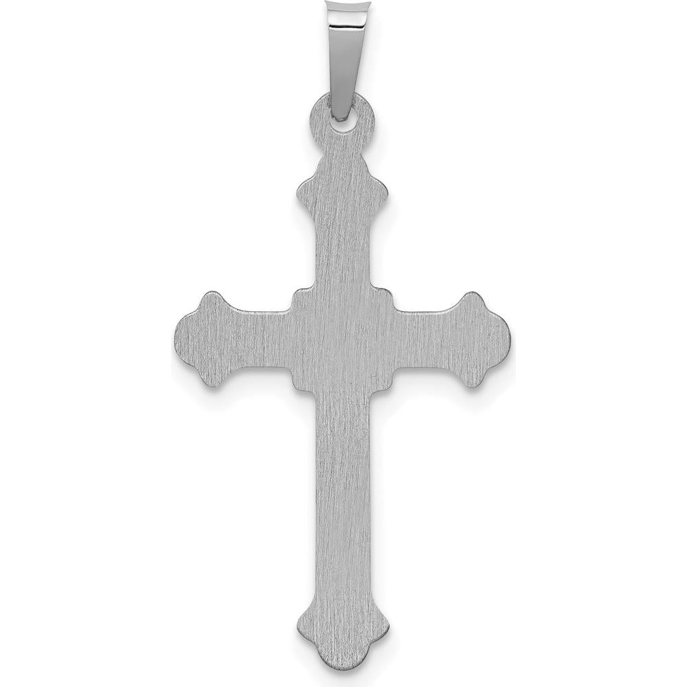 14K White Gold Polished INRI Crucifix Pendant with Textured Finish by Oro Pregiato