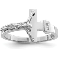 14K White Gold Polished INRI Crucifix Ring with Rhodium Plating by Oro Pregiato