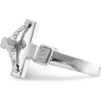14K White Gold Polished INRI Crucifix Ring with Rhodium Plating by Oro Pregiato