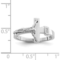 14K White Gold Polished INRI Crucifix Ring with Rhodium Plating by Oro Pregiato