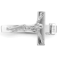 14K White Gold Polished INRI Crucifix Ring with Rhodium Plating by Oro Pregiato
