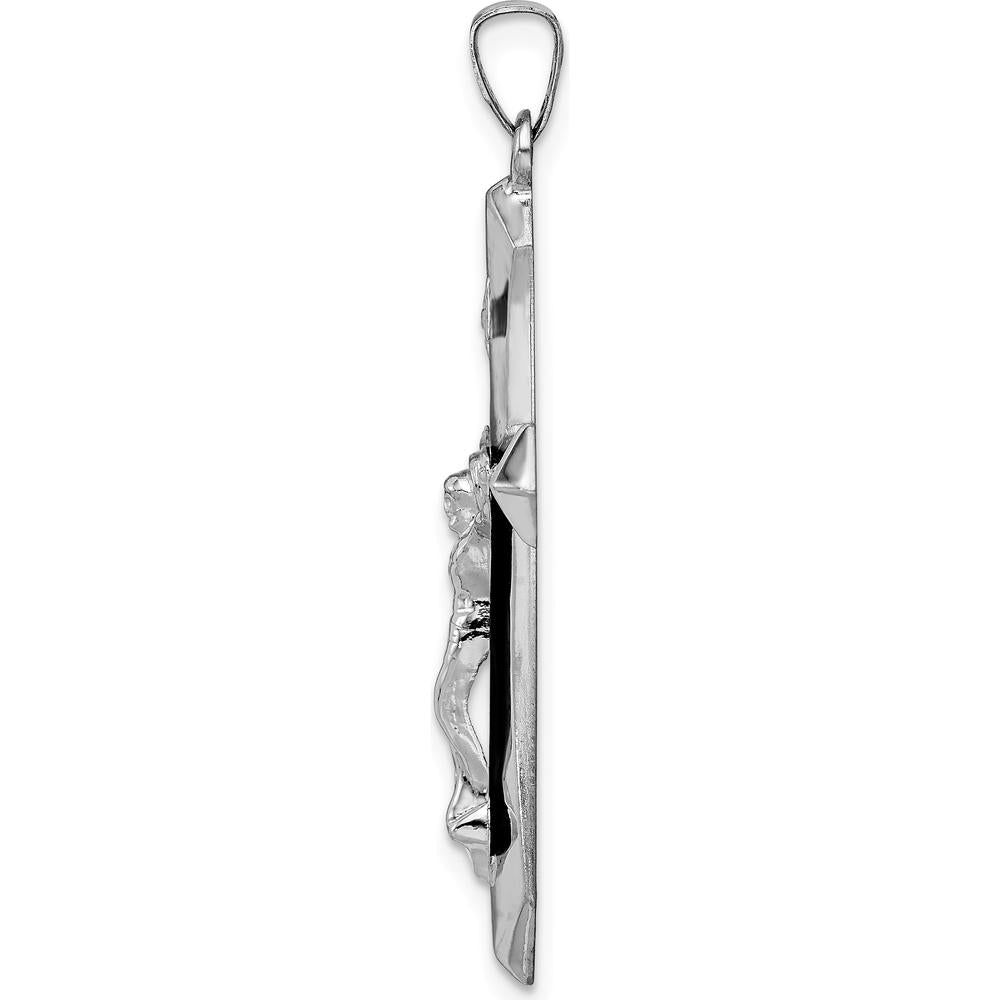 14K White Gold Polished INRI Passion Crucifix Pendant - 39mm by Oro Pregiato