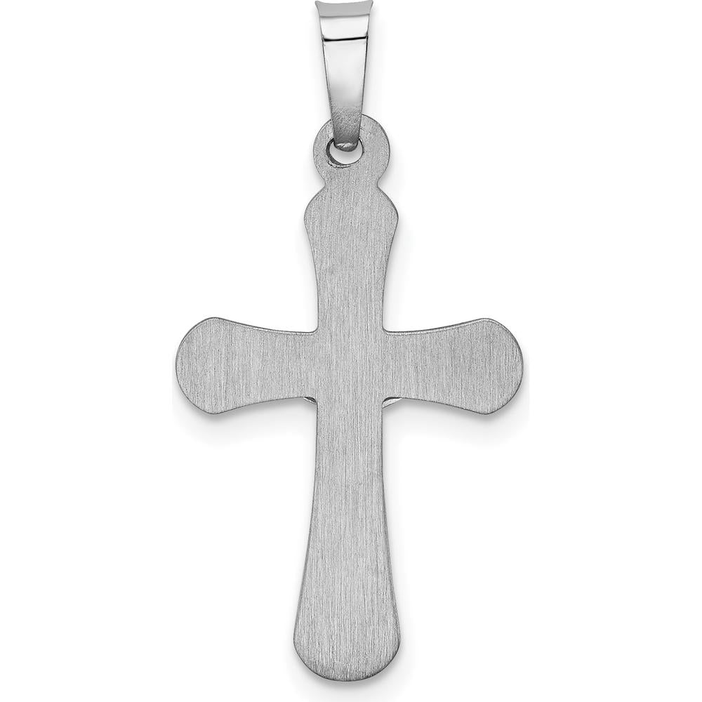 14K White Gold Polished INRI Rounded Crucifix Pendant with Rhodium Plating by Oro Pregiato