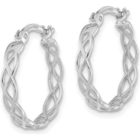 14K White Gold Polished Intertwined Filigree Hoop Earrings - 18.1mm Length by 0