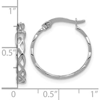 14K White Gold Polished Intertwined Filigree Hoop Earrings - 18.1mm Length by 0