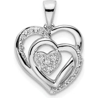 14K White Gold Polished Intertwined Hearts Diamond Pendant - 0.0155 Carat Total Diamond Weight by Oro Pregiato