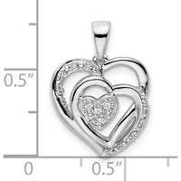 14K White Gold Polished Intertwined Hearts Diamond Pendant - 0.0155 Carat Total Diamond Weight by Oro Pregiato