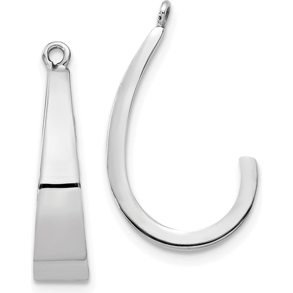 14K White Gold Polished J-Hoop Earring Jackets by Oro Pregiato