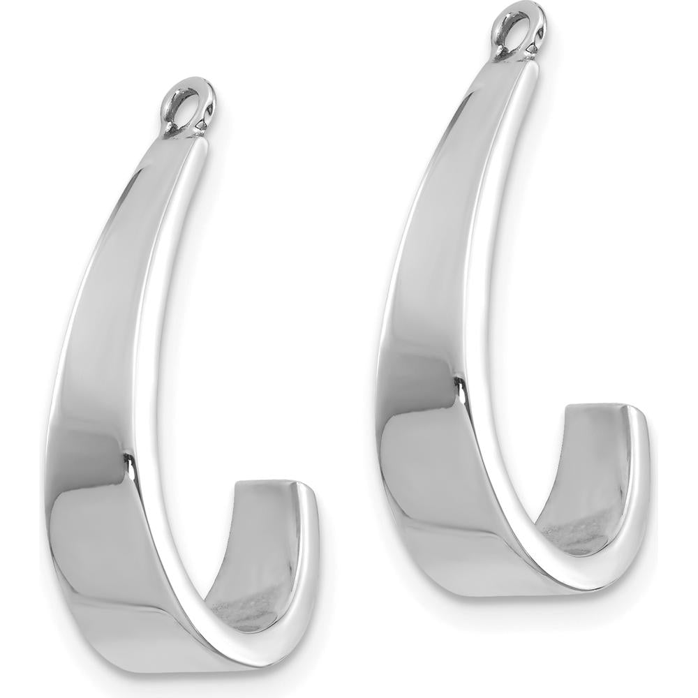14K White Gold Polished J-Hoop Earring Jackets by Oro Pregiato