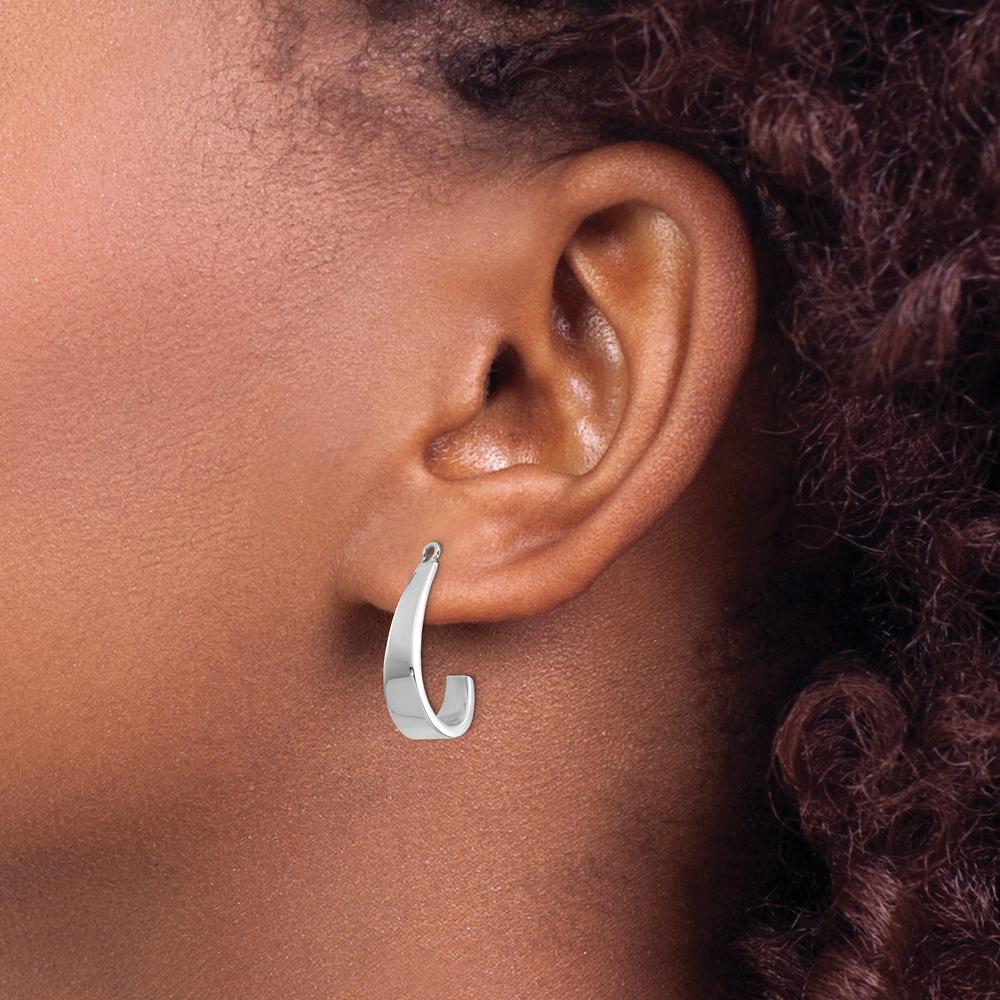 14K White Gold Polished J-Hoop Earring Jackets by Oro Pregiato