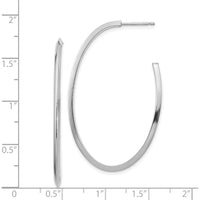 14K White Gold Polished Knife-Edge Oval Hoop Earrings - 43.9mm Length by 0