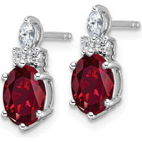 14K White Gold Polished Lab-Created Ruby and Diamond Twisted Post Earrings - 0.90 Carat Total Gemstone Weight by Oro Pregiato
