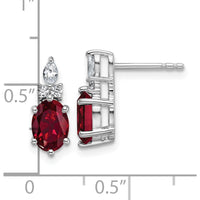 14K White Gold Polished Lab-Created Ruby and Diamond Twisted Post Earrings - 0.90 Carat Total Gemstone Weight by Oro Pregiato