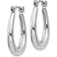 14K White Gold Polished Large Hoop Earrings - Rhodium Plated, Hollow, Die Struck Design by Oro Pregiato