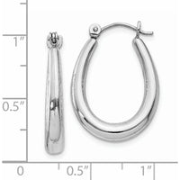 14K White Gold Polished Large Hoop Earrings - Rhodium Plated, Hollow, Die Struck Design by Oro Pregiato