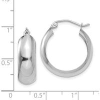 14K White Gold Polished Large Hoop Earrings with Rhodium Plating by Oro Pregiato