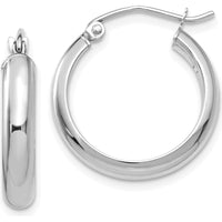 14K White Gold Polished Large Hoop Earrings with Rhodium Plating by 0