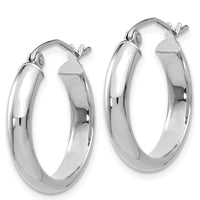 14K White Gold Polished Large Hoop Earrings with Rhodium Plating by 0