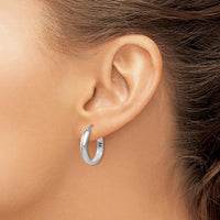 14K White Gold Polished Large Hoop Earrings with Rhodium Plating by 0