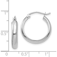 14K White Gold Polished Large Hoop Earrings with Rhodium Plating by 0