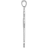 14K White Gold Polished Large Rope Frame Filigree Cross Pendant 33.6mm Length by Oro Pregiato