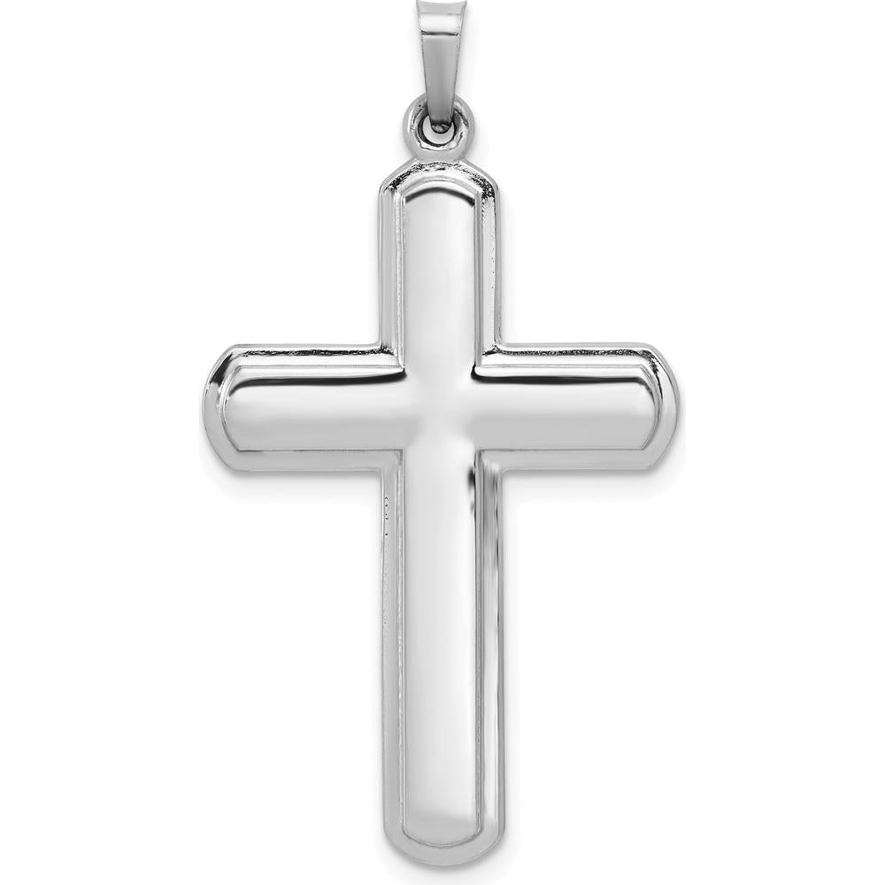14K White Gold Polished Latin Cross Pendant - 35.01mm Length, 21.65mm Width by Oro Pregiato